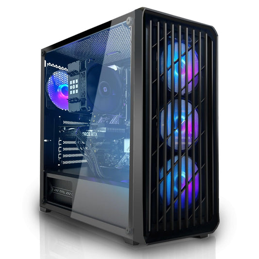 SYSTEMTREFF Basic Gaming PC AMD Ryzen 7 5700G 32GB RAM 1TB NVMe. Schwarzer Tower, leistungsstark für Gaming.