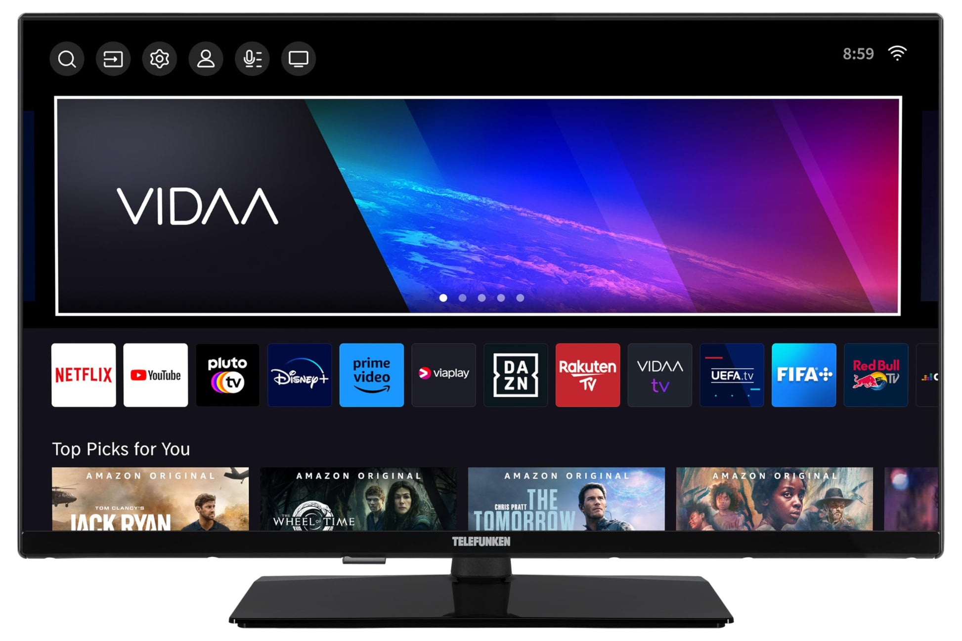 TELEFUNKEN XH32VP750M Smart TV, 32 Zoll HD-Ready, schwarz. Zum Empfangen und Streamen von HD-Inhalten.