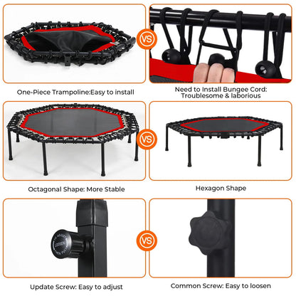 LIFERUN Mini Trampolin Erwachsene Ø128cm Fitness - Rot