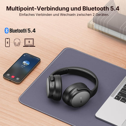 EarFun Tune Pro Over-Ear-Kopfhörer kabellos mit ANC, 120 Std. Akku
