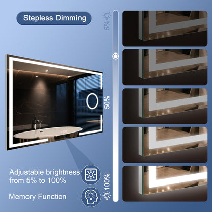STARLEAD LED Badspiegel 120x70cm - Dimmbar, Vergrösserung, Entfoggen