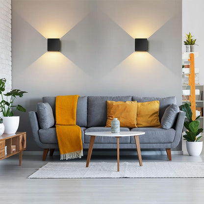 ledmo 8er-Set LED Wandleuchte 12W Innen/Aussen Schwarz Warmweiss IP65