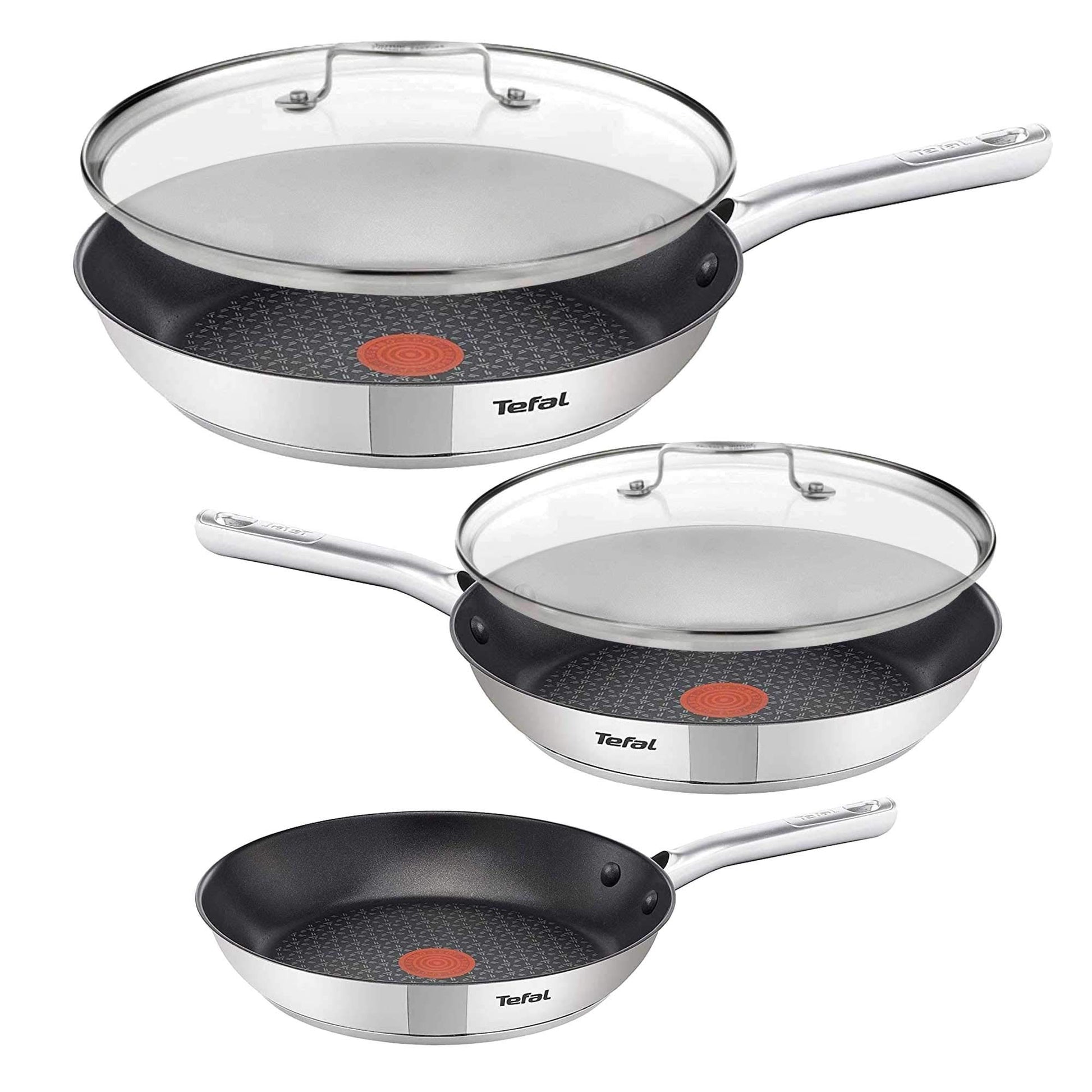 Tefal de-luxe Induktion Pfannenset 5-tlg. 20, 24 & 28 cm. Rund, schwarz. Zum Kochen und Braten auf Induktionsherden.