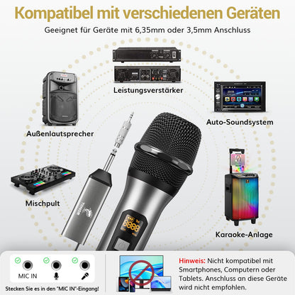 TONOR TW620 Kabelloses UHF Mikrofon Set mit 60 m Reichweite