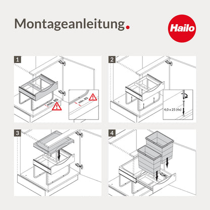 Hailo TR Swing 3644701 Abfalleimer Drehtür Schrank 50.2/30 Grau