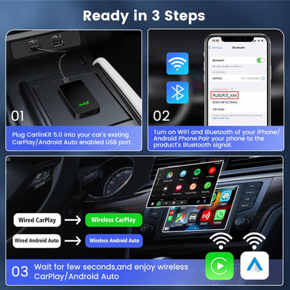 Carlinkit 2025 5.0 2air CarPlay Android Auto Wireless Adapter 2-in-1