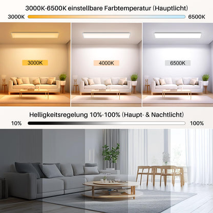 SNADER LED Deckenleuchte dimmbar, 100x25 cm Panel mit Fernbedienung