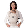 Momcozy Babytrage aus 100% Baumwolle, ergonomisch, Khaki, 3,2-20 kg mit X-Rücken und Taillengurt