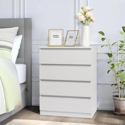 LEADZM Kommode mit 4 Schubladen, Sideboard für Schlafzimmer, Weiss