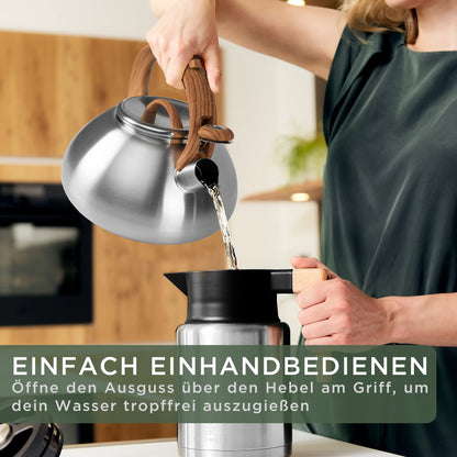WALDWERK Flötenkessel 2,3 L – Edelstahl Wasserkessel für Induktion