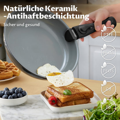 BEZIA Pfannen- & Topfset 13-tlg Induktion - abnehmbare Griffe