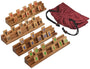 LOGOPLAY Rummy Legespiel aus Holz mit 108 Spielsteinen im Stoffbeutel, Halterungen aus dunklem und hellem Holz