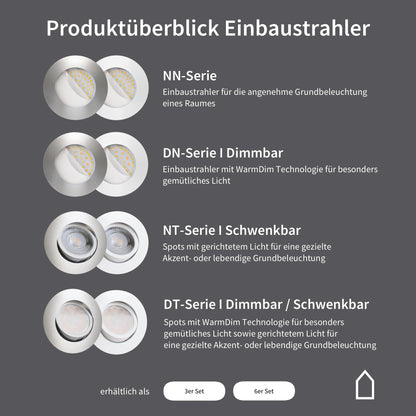 Scandinavian home 6er LED Spot Set Ø 68mm Warmweiss Edelstahl