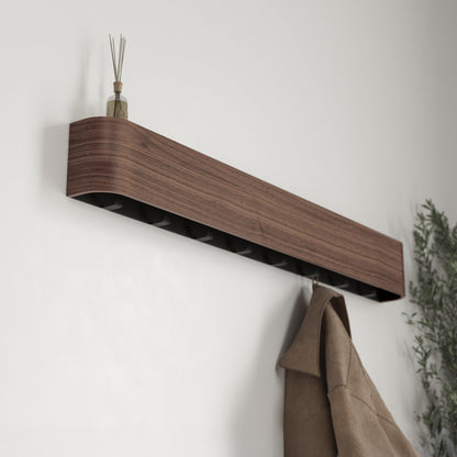Kazai Toke Design-Wandgarderobe mit verdeckten Haken – Walnuss