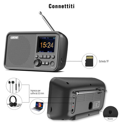 LEICKE tragbares DAB+ Radio mit Bluetooth 5.0 und 4000 mAh Akku