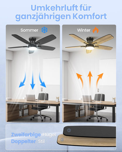 Airwit 106cm Deckenventilator mit Licht und Fernbedienung