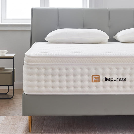 Hiepunos Memory-Foam-Taschenfederkern Matratze - Mittelfest 120x190cm. Weiß, gesteppt. Für ergonomischen Schlafkomfort.