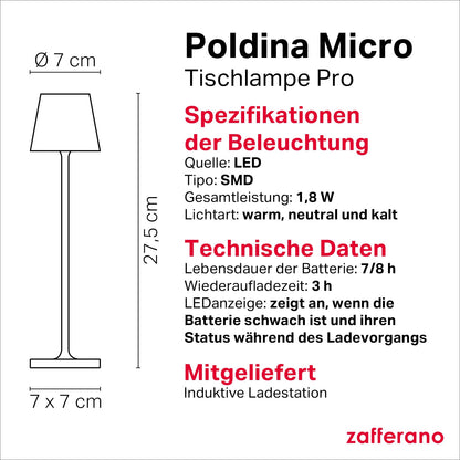 Zafferano Poldina Micro Kabellose Tischlampe - Sand