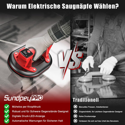 SundpeyPRO Akku Saugheber 2er-Set, elektrischer Glassauger, 300 kg