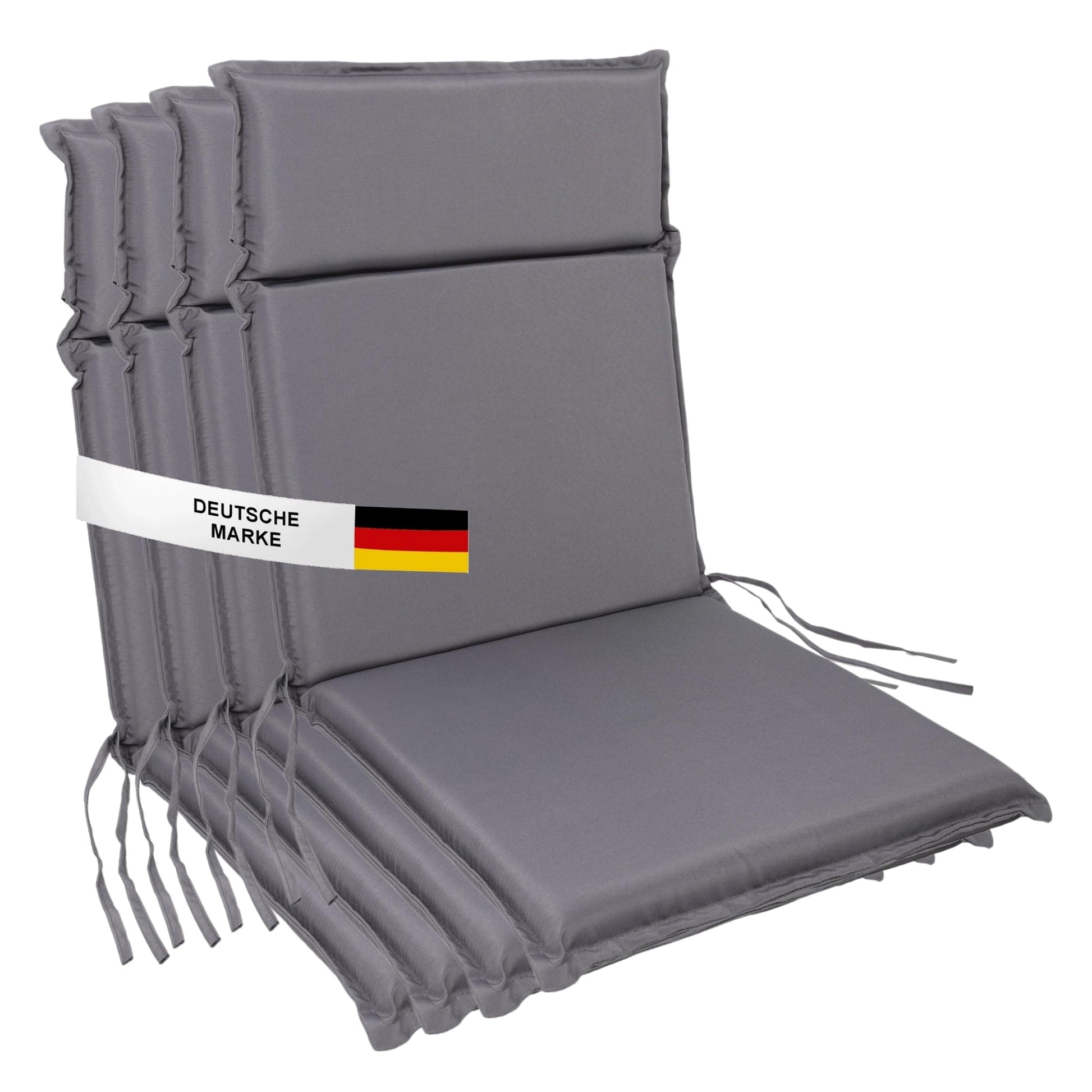 ALBATROS Gartenstuhlauflage Hochlehner 4er Set, Anthrazit, 99x45 cm