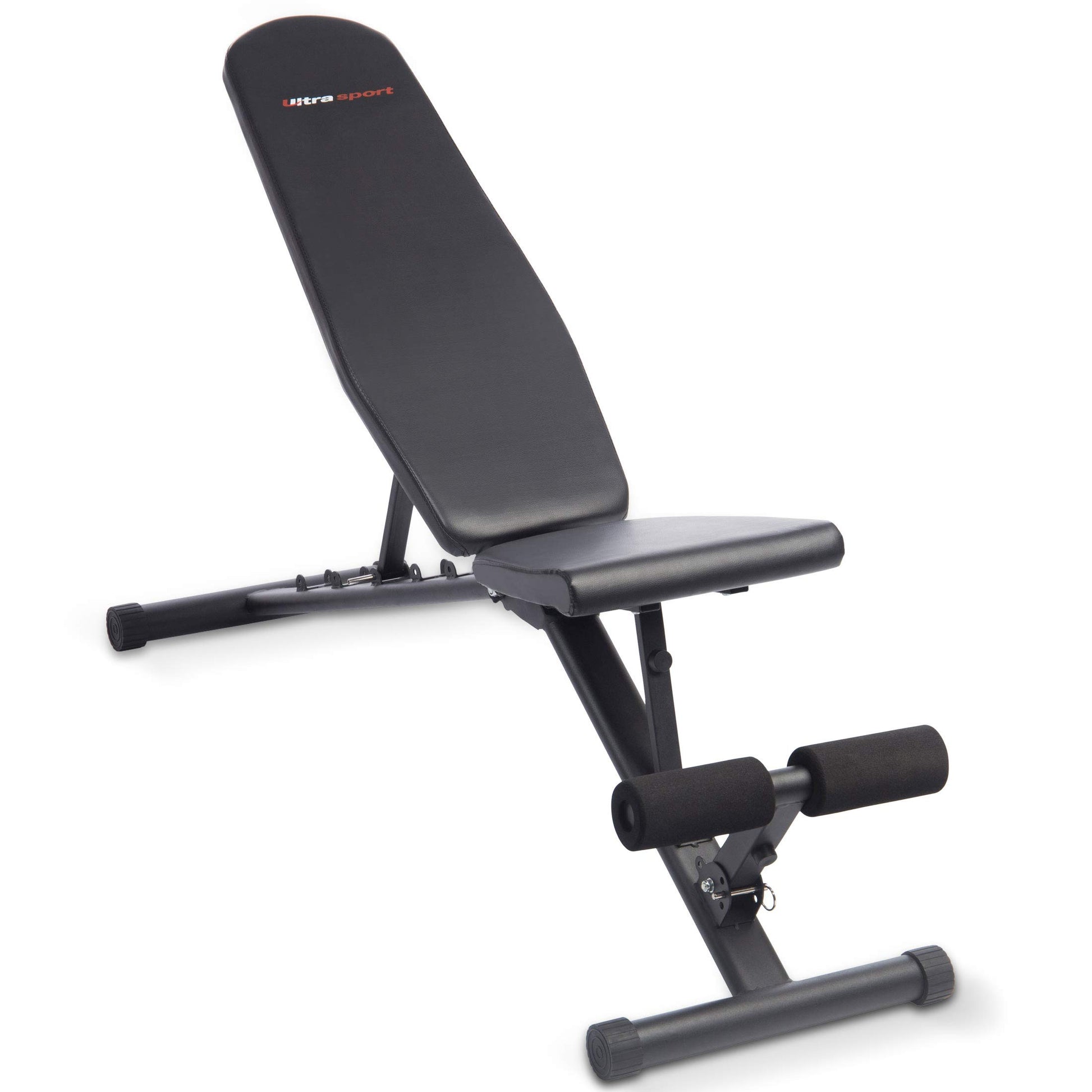 Ultrasport 331100000163 Hantelbank, schwarz, ca. 115 cm lang. Flache Trainingsbank für Krafttraining mit Hanteln.