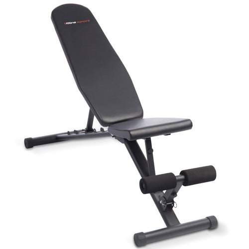 Ultrasport 331100000163 Hantelbank, schwarz, ca. 115 cm lang. Flache Trainingsbank für Krafttraining mit Hanteln.