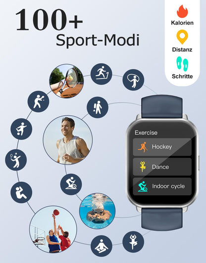RUIMEN H1 Smartwatch mit Telefonfunktion, 1,85-Zoll-HD-Display
