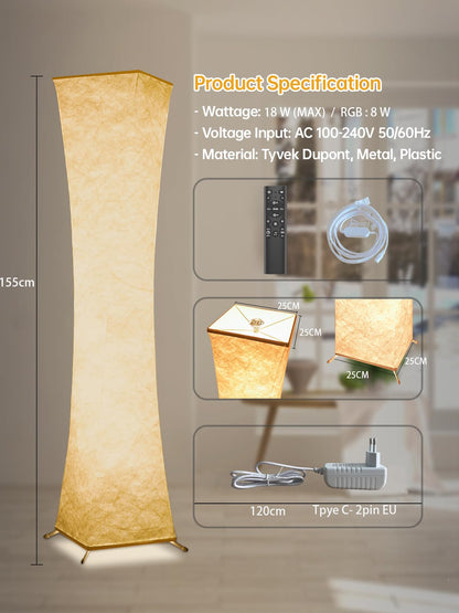 Amdelne RGB LED Stehlampe – Dimmbar, Musik Sync & App, Weiss