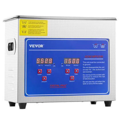 VEVOR Ultraschallreiniger 3L Reiniger ultraschallgerät Ultraschallreinigungsgerät Ultrasonic Cleaner mit Heizung Digital Timer for glasses Jewellery False Teeth Coins