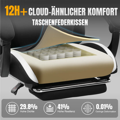 GTPLAYER Gaming Stuhl, ergonomischer Bürostuhl aus Stoff, schwarz
