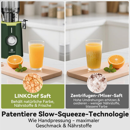 LINKChef Slow Juicer Kaltentsafter für Obst & Gemüse – Grün