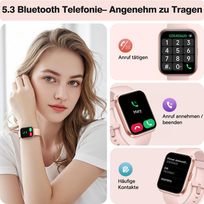 aeac Smartwatch Damen mit Telefonfunktion, 1,85-Zoll-HD-Display