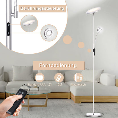 Modlicht LED Stehlampe Dimmbar Deckenfluter Leselampe Silber