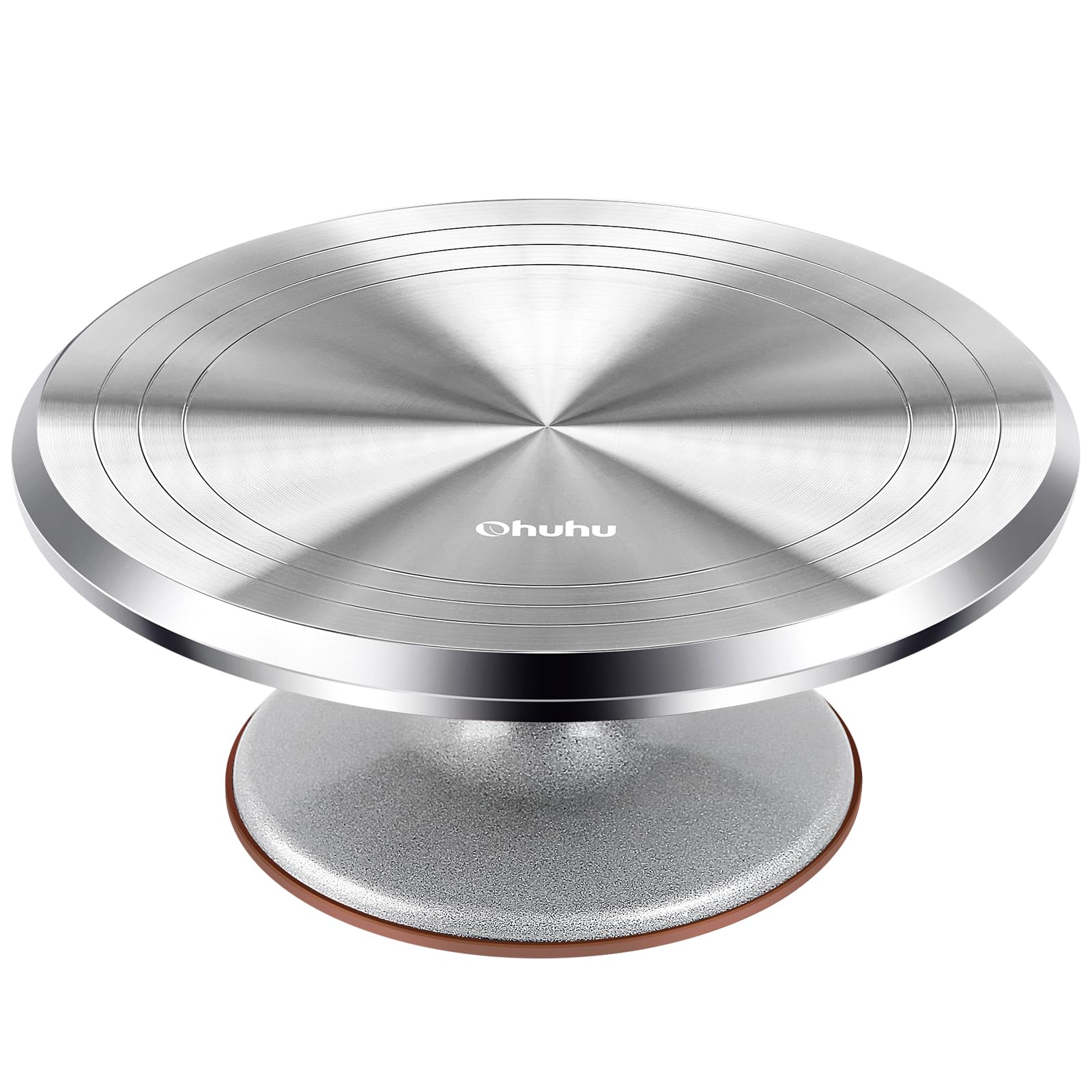 Ohuhu Drehteller Torte 30 cm, drehbare Tortenplatte aus Aluminium mit rutschfester Gummiauflage