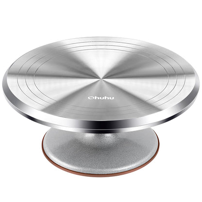 Ohuhu Drehteller Torte 30 cm, drehbare Tortenplatte aus Aluminium mit rutschfester Gummiauflage