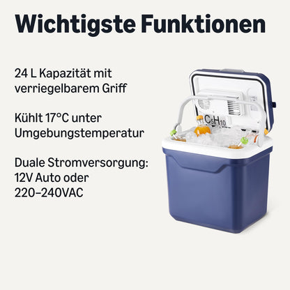 Amazon Basics Elektrische Kühlbox 24 L mit Kühl- und Wärmefunktion