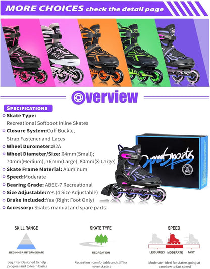 2PM SPORTS Inline Skates verstellbar Kinder Violett Grösse 34-37