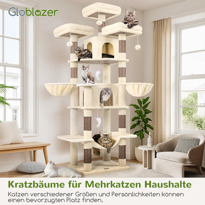 Globlazer Kratzbaum F80 XXL, 204 cm hoch, Beige, für 3-5 Katzen