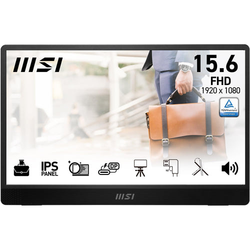 MSI PRO MP161 E2U 15,6 Zoll Full HD IPS Portabler Monitor. Erweitert als Zweitbildschirm mobile Arbeitsbereiche für Laptops und Smartphones.
