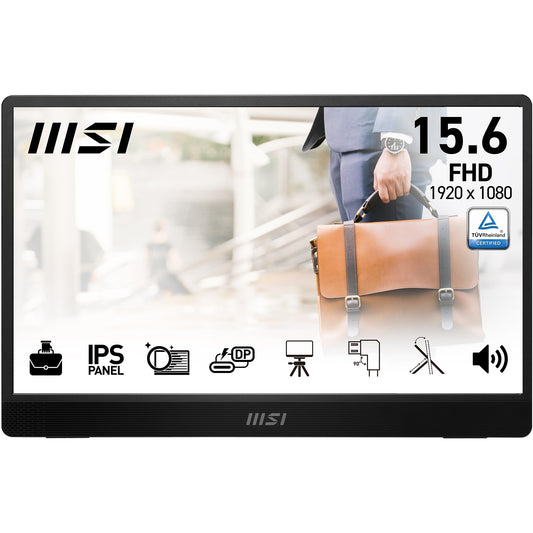 MSI PRO MP161 E2U 15,6 Zoll Full HD IPS Portabler Monitor. Erweitert als Zweitbildschirm mobile Arbeitsbereiche für Laptops und Smartphones.