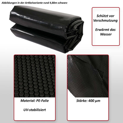 Solarplane Poolabdeckung 400µm rechteckig 8x4m schwarz