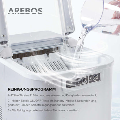 Arebos Eiswürfelmaschine – Eiswürfelbereiter 12 kg/24h Silber