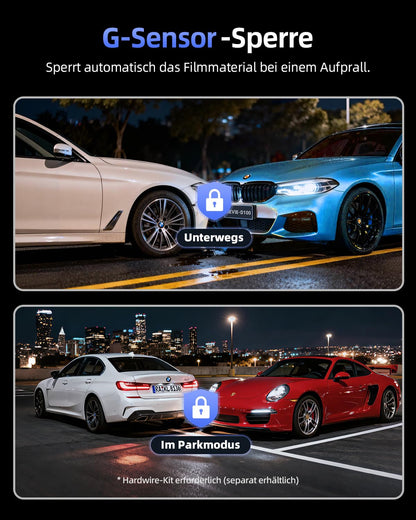 Cievie D100 Dashcam Auto, 4K + 1080P vorne/hinten, WLAN, Nachtsicht