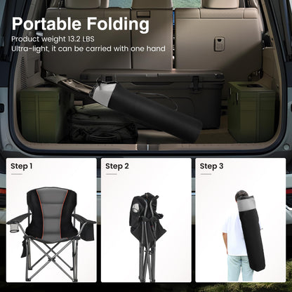 HIGH POINT SPORTS Campingstuhl XXL Faltbar Gepolstert – Schwarz 200kg