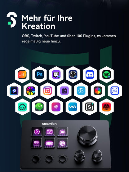 SOOMFON Stream Controller Deck SE, 6 LCD-Makrotasten, Schwarz