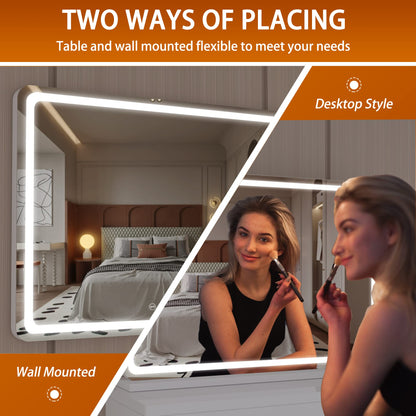 Hasipu LED-Schminkspiegel Kosmetikspiegel - 80x55cm rund weiss