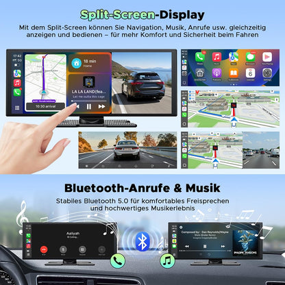 LAMTTO CarPlay Android Auto Display 10.25 Zoll + 2.5K Dashcam