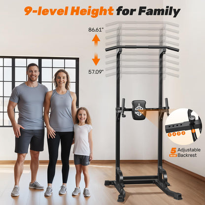 Sportsroyals Power Tower Dip-Station mit Klimmzugstange, Schwarz