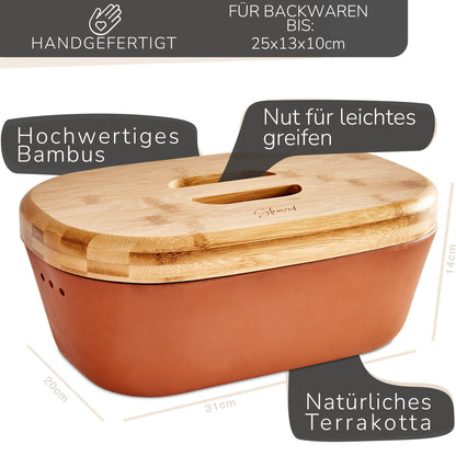 Steinzeit Design Brotkasten - Keramik mit Bambusdeckel