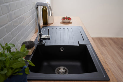 Respekta Boston Mineralitespüle – schwarz, 1 Becken, 86x50 cm